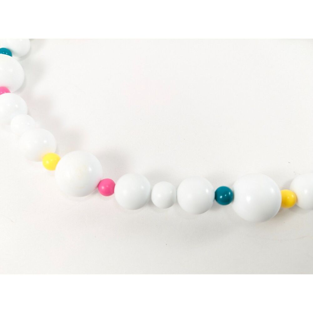 White, Teal, Pink and Yellow Vintage Beads - Picture 4 of 8